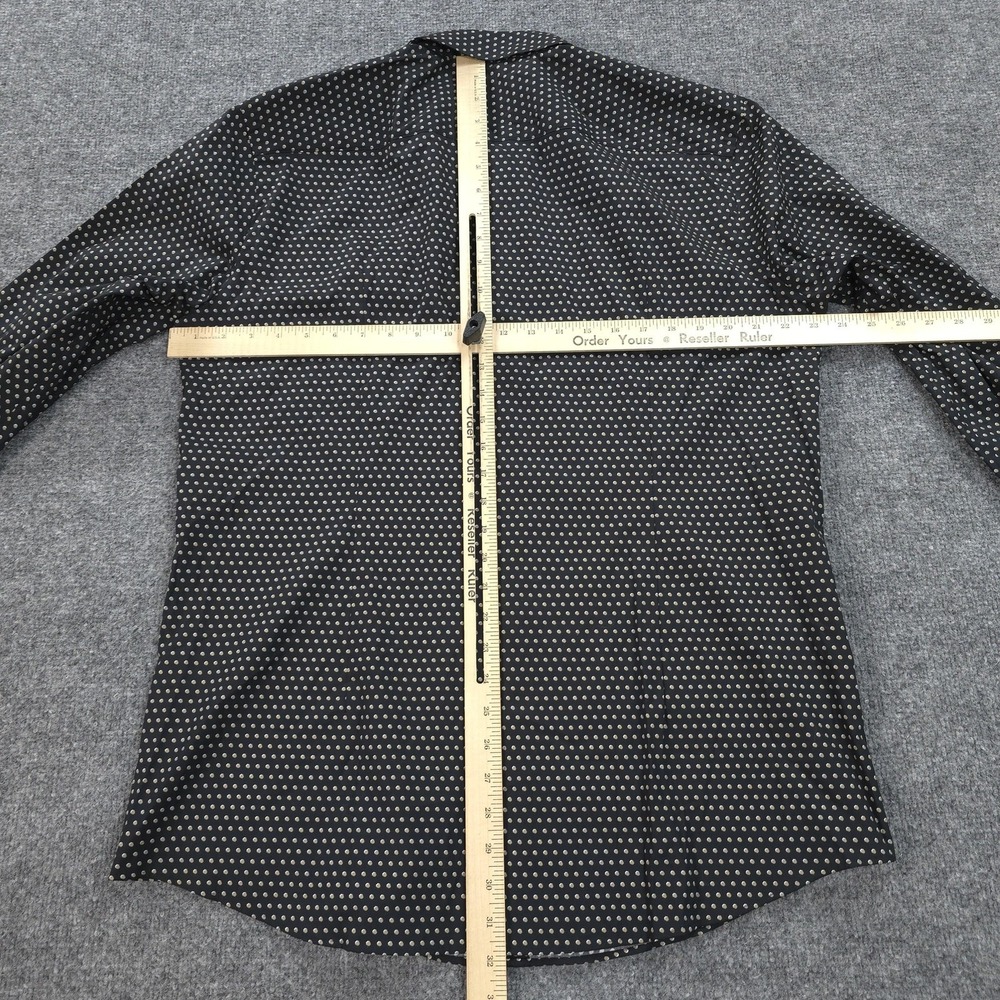Boss Shirt Mens XL 17.5 34/35 Black Hank Kent Slim Fit Stretch Polka Dot Dress - Picture 9 of 13